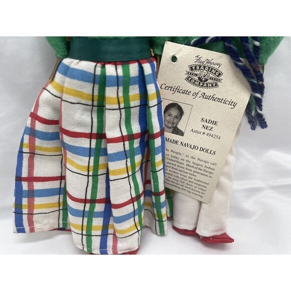 FRED HARVEY Handmade Navajo Dolls Native American Couple  Signed By Sadie Nez 9” - Picture 3 of 11